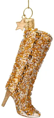 Vondels glazen kerstbal hoge laars 10.5cm goud - afbeelding 1