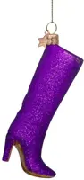 Vondels glazen kerstbal hoge laars 11.5cm paars - afbeelding 1