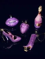 Vondels glazen kerstbal hoge laars 11.5cm paars - afbeelding 4