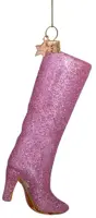 Vondels glazen kerstbal hoge laars 11.5cm roze - afbeelding 1