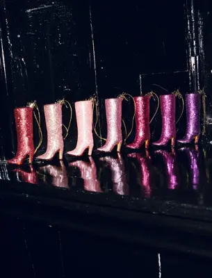 Vondels glazen kerstbal hoge laars 11.5cm roze - afbeelding 4