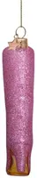 Vondels glazen kerstbal hoge laars 11.5cm roze  - afbeelding 2