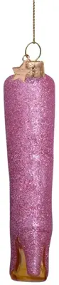 Vondels glazen kerstbal hoge laars 11.5cm roze - afbeelding 2