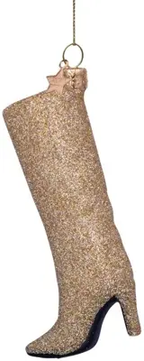 Vondels glazen kerstbal hoge laars 12cm goud - afbeelding 3