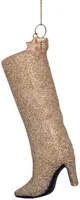Vondels glazen kerstbal hoge laars 12cm goud - afbeelding 3