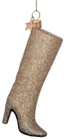 Vondels glazen kerstbal hoge laars 12cm goud - afbeelding 1