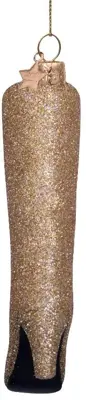 Vondels glazen kerstbal hoge laars 12cm goud - afbeelding 4