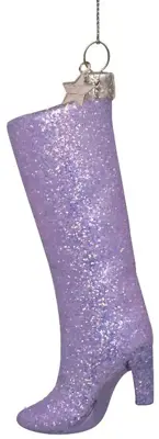 Vondels glazen kerstbal hoge laars 12cm zilver - afbeelding 3