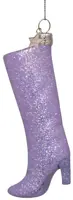 Vondels glazen kerstbal hoge laars 12cm zilver - afbeelding 3