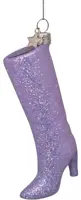 Vondels glazen kerstbal hoge laars 12cm zilver - afbeelding 2