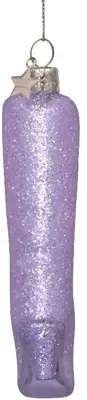Vondels glazen kerstbal hoge laars 12cm zilver - afbeelding 4