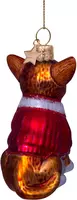 Vondels glazen kerstbal hond chihuahua met rood t-shirt 8cm bruin, rood  - afbeelding 4