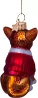 Vondels glazen kerstbal hond chihuahua met t-shirt 8cm bruin, rood - afbeelding 4