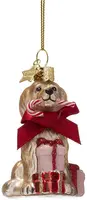 Vondels glazen kerstbal hond cockapoo met strik 9cm multi - afbeelding 1