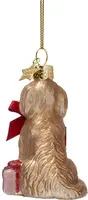 Vondels glazen kerstbal hond cockapoo met strik 9cm multi - afbeelding 3