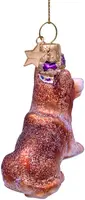 Vondels glazen kerstbal hond corgi met kroon 6cm bruin - afbeelding 2
