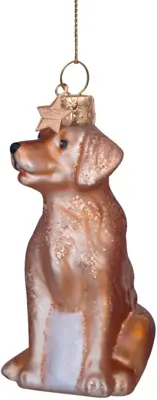 Vondels glazen kerstbal hond golden retriever 8.5cm bruin - afbeelding 4