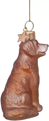 Vondels glazen kerstbal hond golden retriever 8.5cm bruin - afbeelding 2