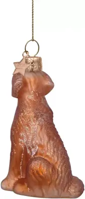 Vondels glazen kerstbal hond golden retriever 8.5cm bruin - afbeelding 3