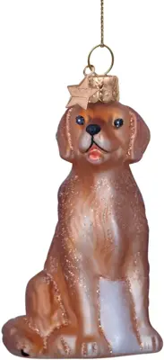 Vondels glazen kerstbal hond golden retriever 8.5cm bruin - afbeelding 1
