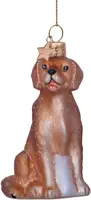 Vondels glazen kerstbal hond golden retriever 8.5cm bruin - afbeelding 1