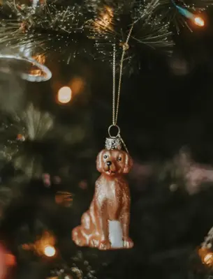 Vondels glazen kerstbal hond golden retriever 8.5cm bruin - afbeelding 5