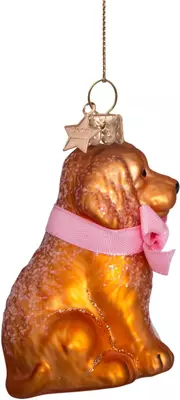 Vondels glazen kerstbal hond labradoodle 7cm bruin  - afbeelding 3