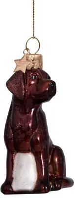 Vondels glazen kerstbal hond labrador 9cm bruin  - afbeelding 3