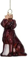 Vondels glazen kerstbal hond labrador 9cm bruin kopen?