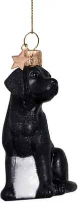 Vondels glazen kerstbal hond labrador 9cm zwart - afbeelding 2