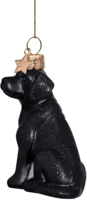 Vondels glazen kerstbal hond labrador 9cm zwart - afbeelding 3