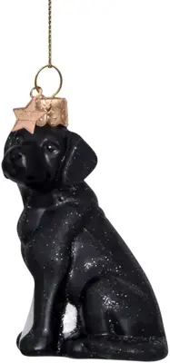 Vondels glazen kerstbal hond labrador 9cm zwart - afbeelding 4