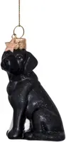 Vondels glazen kerstbal hond labrador 9cm zwart - afbeelding 4