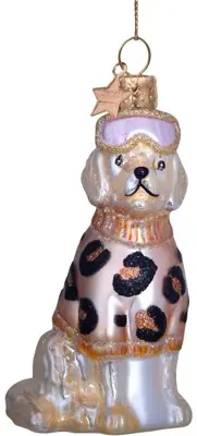 Vondels glazen kerstbal hond labrador met skikleding 9.5cm multi - afbeelding 1