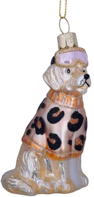 Vondels glazen kerstbal hond labrador met skikleding 9.5cm multi  - afbeelding 4