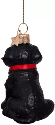 Vondels glazen kerstbal hond labrador pup 7cm zwart  - afbeelding 4
