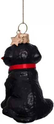 Vondels glazen kerstbal hond labrador pup 7cm zwart - afbeelding 4