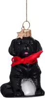 Vondels glazen kerstbal hond labrador pup 7cm zwart  - afbeelding 1