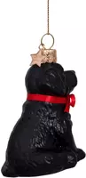 Vondels glazen kerstbal hond labrador pup 7cm zwart  - afbeelding 3