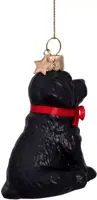 Vondels glazen kerstbal hond labrador pup 7cm zwart - afbeelding 3