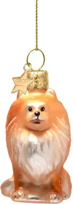 Vondels glazen kerstbal hond pomeriaan 6cm bruin - afbeelding 1