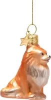 Vondels glazen kerstbal hond pomeriaan 6cm bruin - afbeelding 2