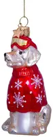 Vondels glazen kerstbal hond retriever met skikleding 9.5cm bruin, rood  - afbeelding 3
