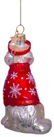 Vondels glazen kerstbal hond retriever met skikleding 9.5cm bruin, rood  - afbeelding 4