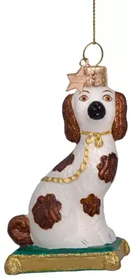 Vondels glazen kerstbal hond staffordshire op kussen 10cm multi - afbeelding 1