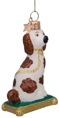 Vondels glazen kerstbal hond staffordshire op kussen 10cm multi - afbeelding 2
