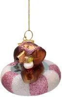 Vondels glazen kerstbal hond tackel op opblaasband 6cm multi - afbeelding 3