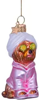 Vondels glazen kerstbal hond wellness 9.5cm roze - afbeelding 4