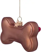 Vondels glazen kerstbal hondenbot 9cm bruin - afbeelding 3