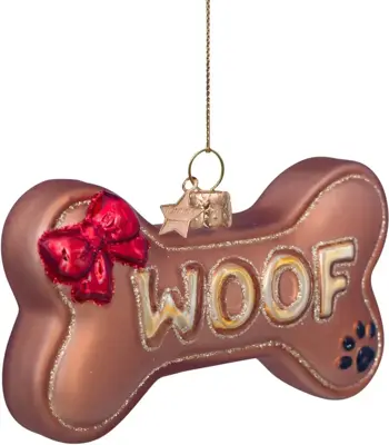 Vondels glazen kerstbal hondenbot 9cm bruin - afbeelding 2